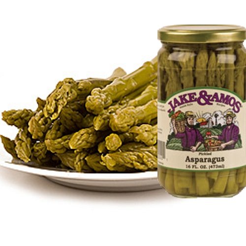 Jake & Amos Pickled Asparagus - 2 x 16 Oz Jars | Tangy Crunchy Gourmet Veggie Snack