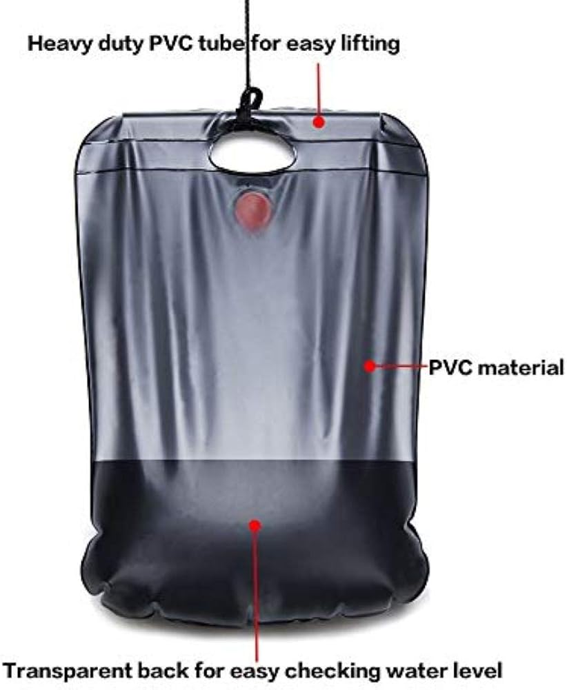 Camp Shower，Portable Solar Shower Camping Bag 5 Gallon Ultralight PVC Black Bag for Summer Camping Outdoor Hiking Travel: Clothing