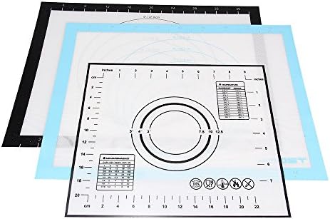 Silicone Baking Mat Set - MOOST Kitchen Oven Non Stick Silicon Bakeware Rolling Liners Sheet for Pizza / Hot Dog / Pastry / Sandwich / Cookies Making / Dough - 3 Pack