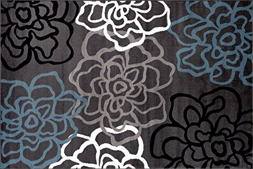 Rugshop Contemporary Modern Floral Flowers Area Rug, 2' x 3', Gray
