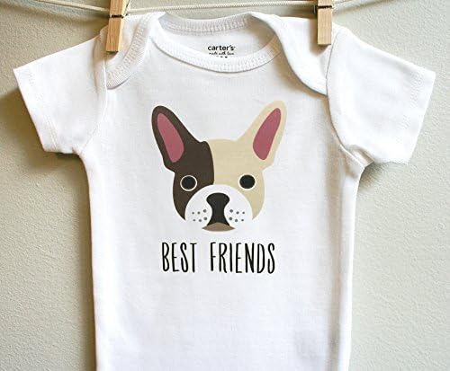 French Bulldog Best Friends Boy Girl Baby Bodysuit One Piece Short Long Sleeve, 3 6 9 12 18 Months