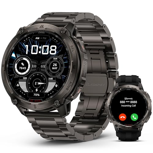 KOSPET Tank T4 Special Edition Smartwatch Herren, Dualband-GPS, 2 Armbänder