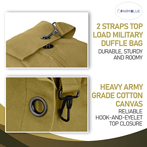 Farm Blue 2 Strap Top Load Duffle Bag XL Military Duffel Heavy Army Cotton Canvas Travel Sea