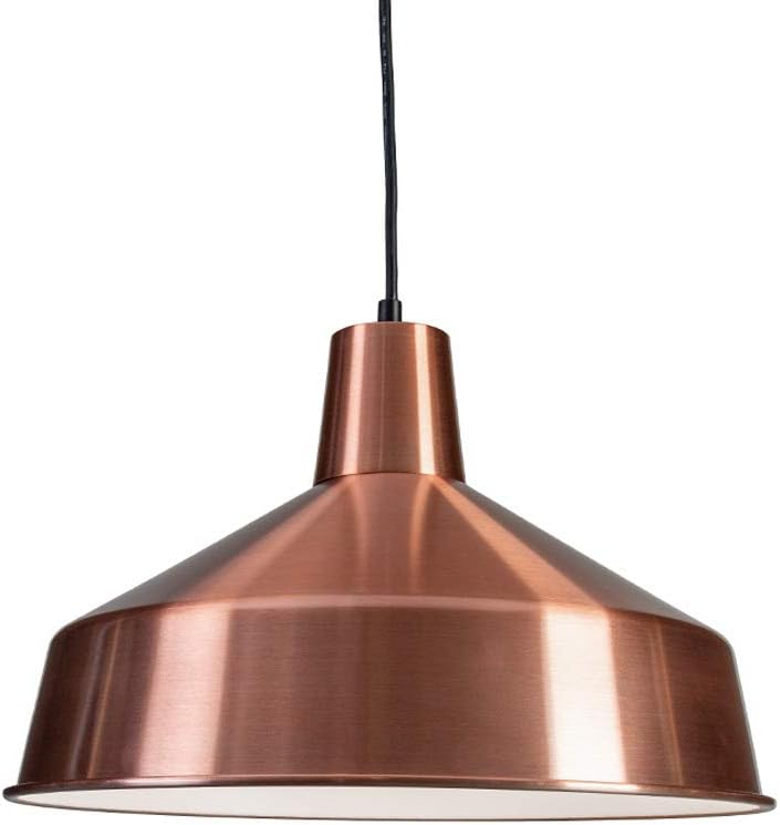 120V Commercial Grade Vintage Barn Style Pendant Light, 16" Shade Diameter (Copper, Single)