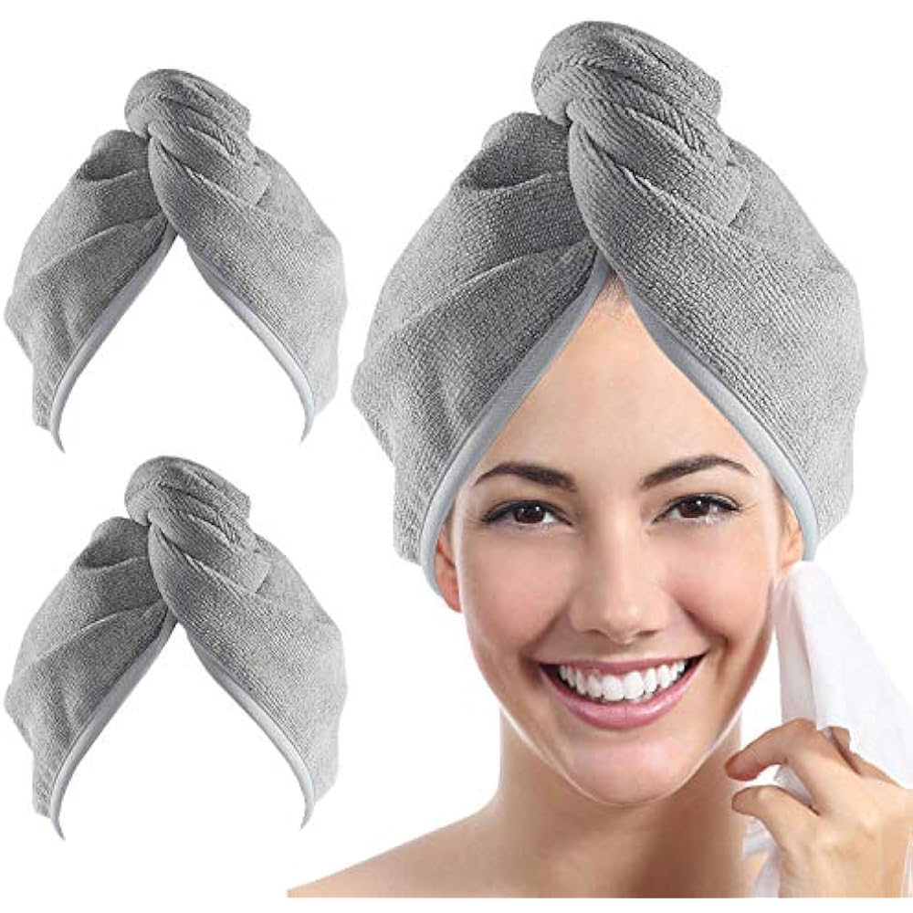 YoulerTex Microfiber Hair Towel Wrap For Women, 2 Pack 10 Inch X 26