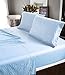 CrystalTowels Microfiber Bed Sheets Set - 4-Piece Soft Sheet Set, Stripe Pattern w/Sateen Finish, Queen Size Sheets Deep Pocket Set - Light Blue