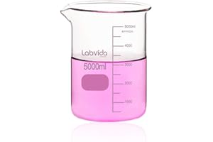 Labvida Griffin Low Form Glass Beaker, Vol.5000ml, 3.3 Borosilicate with Printed Graduation, LVA016
