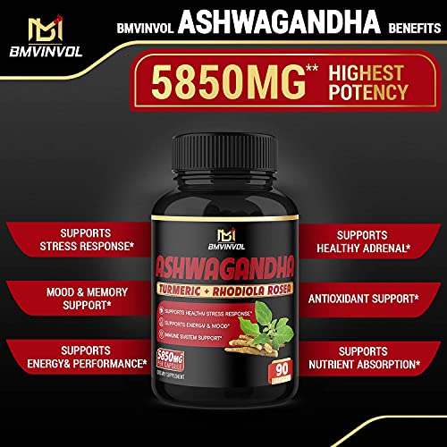 Ashwagandha Capsules 5850 mg Mood & Energy Support Supplement with