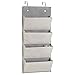 mDesign Chevron Wall Mount/Over Door Fabric Closet Storage Organizer for Toys, Baby/Kids Clothing - 4 Pockets, Gray/Cream