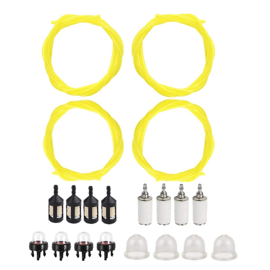 ZUHK 4.9 Feet Fuel Hose Pipe Petrol Hose (4 Sizes) with Fuel Filter and Primer Bulb,for Primer Chain kit fit for Lawn Mower Leaf Blower Brush Cutter Chainsaw Replacement Parts Common