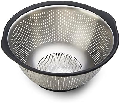 Black Gourmet 5-Quart Stainless Steel Colander