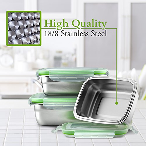 Klee Utensils Stainless Steel Food Containers - Set of 3 - Perfect Lunch/Food Storage Box High Durability, Reusable, Eco-Friendly, BPA-Free, Great for Outdoor/On the Go Healthy Snack/Side Meals - Thumbnail 5