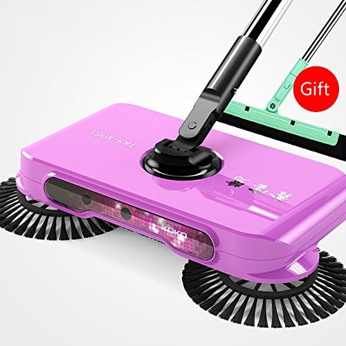 Roto Sweeper Broom Handheld Sweeping Cleaner Machine Automatic Telescopic Hand Push Household Cleaning Mop Tool without Electricity (purple)