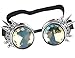 Rainbow Crystal Lenses Steampunk Glasses Chrome Finish Gotchic Welder Goggles,Silver,Adjustable