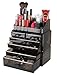 Finnhomy Makeup Organizer Acrylic Cosmetic Organizer Jewelry Storage Organizer Counter Storage Case Large Display Drawer 3 Pieces Set-Unique Smoky Color Matches any Decor in Your Room