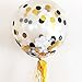FindFun 18 Inch Confetti Balloon Kit with Metallic Confetti in Black & Gold for Halloween Decoration(Pack of 6)