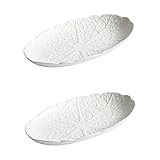 DECHOUS 2pcs Ceramic Fish Plate Cabbage Plate