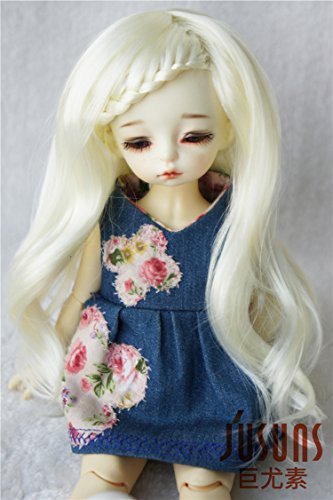JD204 6-7inch(16-18cm) Ivory white Lady braid curly BJD doll wigs 1/6 YOSD synthetic mohair wig BJD wigs 6-7 inch doll accessories