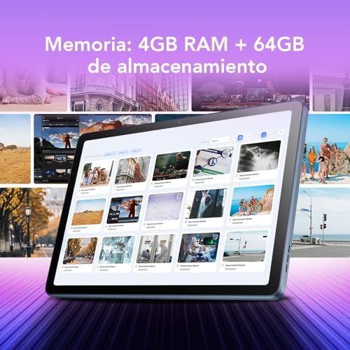 Tab 10L Gen 4 Tablet Android | Pantalla 10,1" FHD | 4 GB + 64 GB | Batería 6000 mAh | Android 14 | WiFi | Quad Speakers | Control Parental | Gama de Entrada
