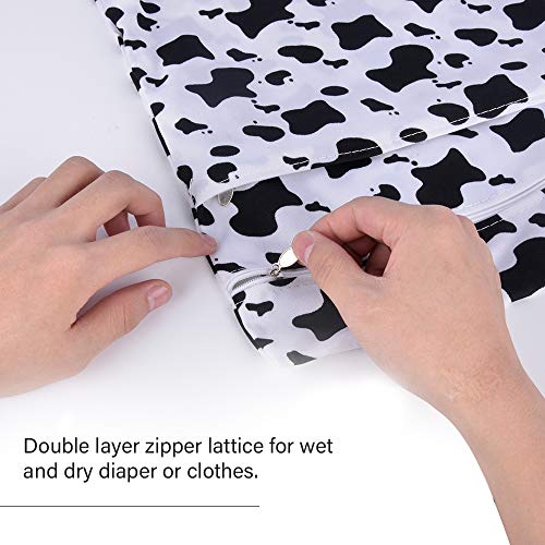 Wet Bags, 3pcs Baby Waterproof Wet and Dry Bags by Haneye, Two Zippered Pockets for Wet or Dry Clothes, Reusable Diaper Organizer, with A Free Small Changing Pad.