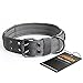 EXCELLENT ELITE SPANKER Nylon Tactical Dog Collar Military Adjustable Training Dog Collar with Double Metal D Ring Buckle(Grey-M)