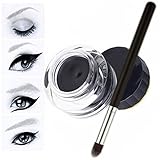 New Cosmetic Waterproof Eye Liner Eyeliner Shadow Gel Makeup Cosmetic + Brush Black