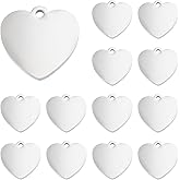 CRAFTYMELODY 14Pcs Heart Stamping Blank Tags Stainless Steel 20mm Stamping Tag Charms Heart Shape Blank Tag Pendant for Diy Craft Engraving Jewelry Making Necklace Earring Chain Bracelets