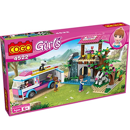 Cogo girls blocks set wild travel van and waterfall bui…