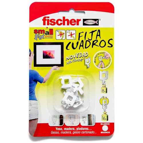 Fischer 522206 Pack of 8 White Adhesive Wall-Mounting Strips for Hanging Frames