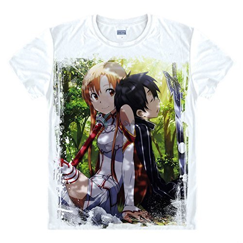 Sword Art Online Kazuto Kirigaya Kirito Asuna Cosplay Anime T Shirt