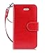 FYY Designed for iPhone SE Case 2016 (1st Generation) / iPhone 5 Case/iPhone 5s Case, Luxury PU Leather Wallet Phone with Card Holder Protective Shockproof Kickstand Case Cover Red