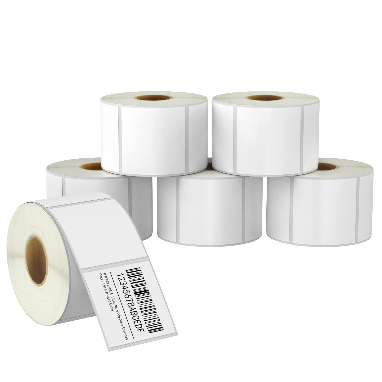BETCKEY - 51mm x 51mm(2 in x 2 in) Square Thermal Labels, 750 Perforated Stickers per Roll Compatible with Zebra & More Printers [6 Roll/4500 Labels]
