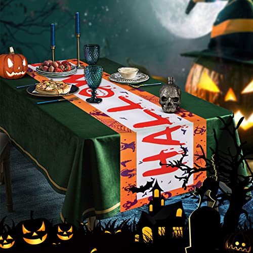 Nieolheoui Halloween Table Runners, Non-Slip Haunted House Table Fabric for Halloween Party Decorations and Scary Movie Nights, 71 x 14 Inch