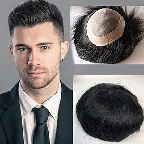 Raaya Normal Monofilament Real Natural Human Hair Patch Wig Toupee