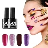 Glitter Gel Nail Polish,UV LED Soak Off Gel Polish,Renstorm Lacquer Set DIY Nail Art Manicure Kit With 4Pcs
