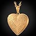 U7 Heart Charm Necklace Platinum/Rose Gold/18K Gold Plated Locket Pendant - With 22 Inches Chain