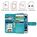 xhorizon Leather Folio Hand Strap Purse Flip Book Magnetic Closure Case with Multiple Card Slots for Samsung Galaxy S4 (I9500) - Blue