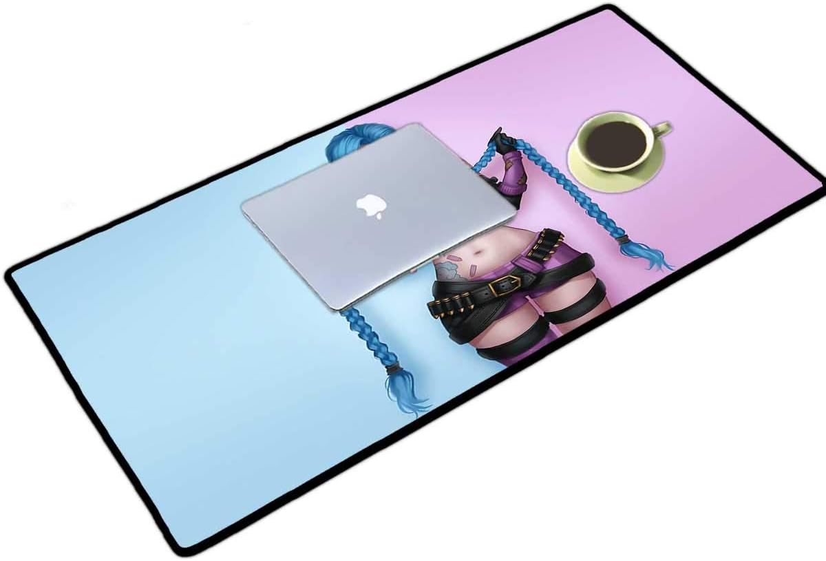 LOL Gaming Mouse Pad XL 16x30 Inch, Jinx Large Extended Gaming Mouse Pads/mats KDA Anime Art Custom Mouse Pads for Computers