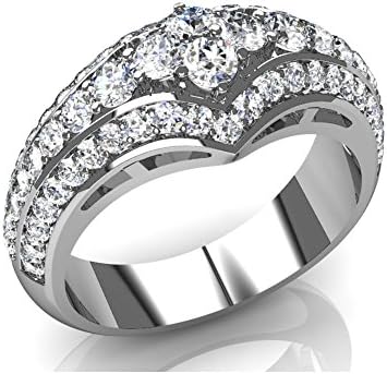 2.15 ct Round Cut Diamond Anniversary Wedge Ring in 18 kt White Gold In Size 3.5