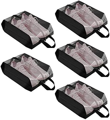Lermende Travel Shoe Bags Waterproof Nylon Organizer Storage Tote Pouch 5pcs (SHOEB-BLK)