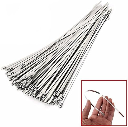 Stainless Steel Cable Ties KangTeer 100pcs 11.8 Inches/4.6x300mm Exhaust Pipe Wrap Coated Locking Cable Zip Ties