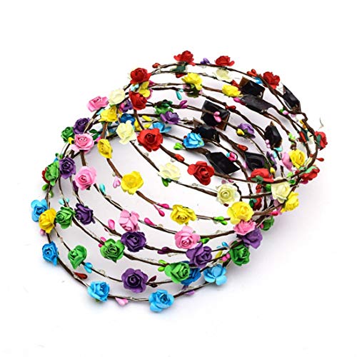 LED Glowing Wreath Flower Crown Hair Band Wedding Floral Garland Festival Flower Headdress Hair Accessory Festival