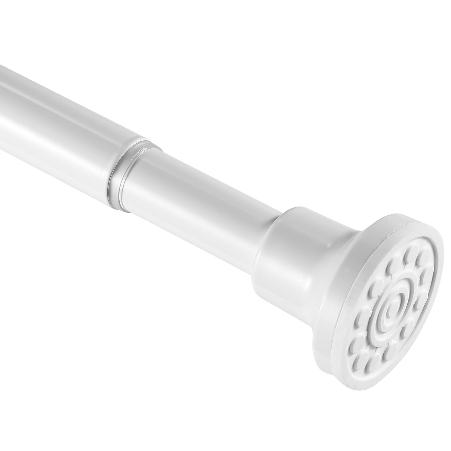 Shower Curtain Pole White， Adjustable Telescopic Shower Curtain Rod 72-255cm， Shower Curtain Rail No Drilling and Stainless for Bathroom, Window