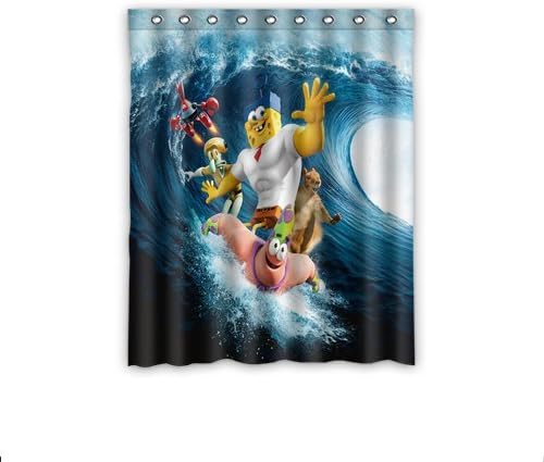 Personalized Custom Cool Surf Spongebob Window Curtains/Drape/Panels/Treatment Thermal Insulated Blackout Window Curtains 52" x 63" Inch