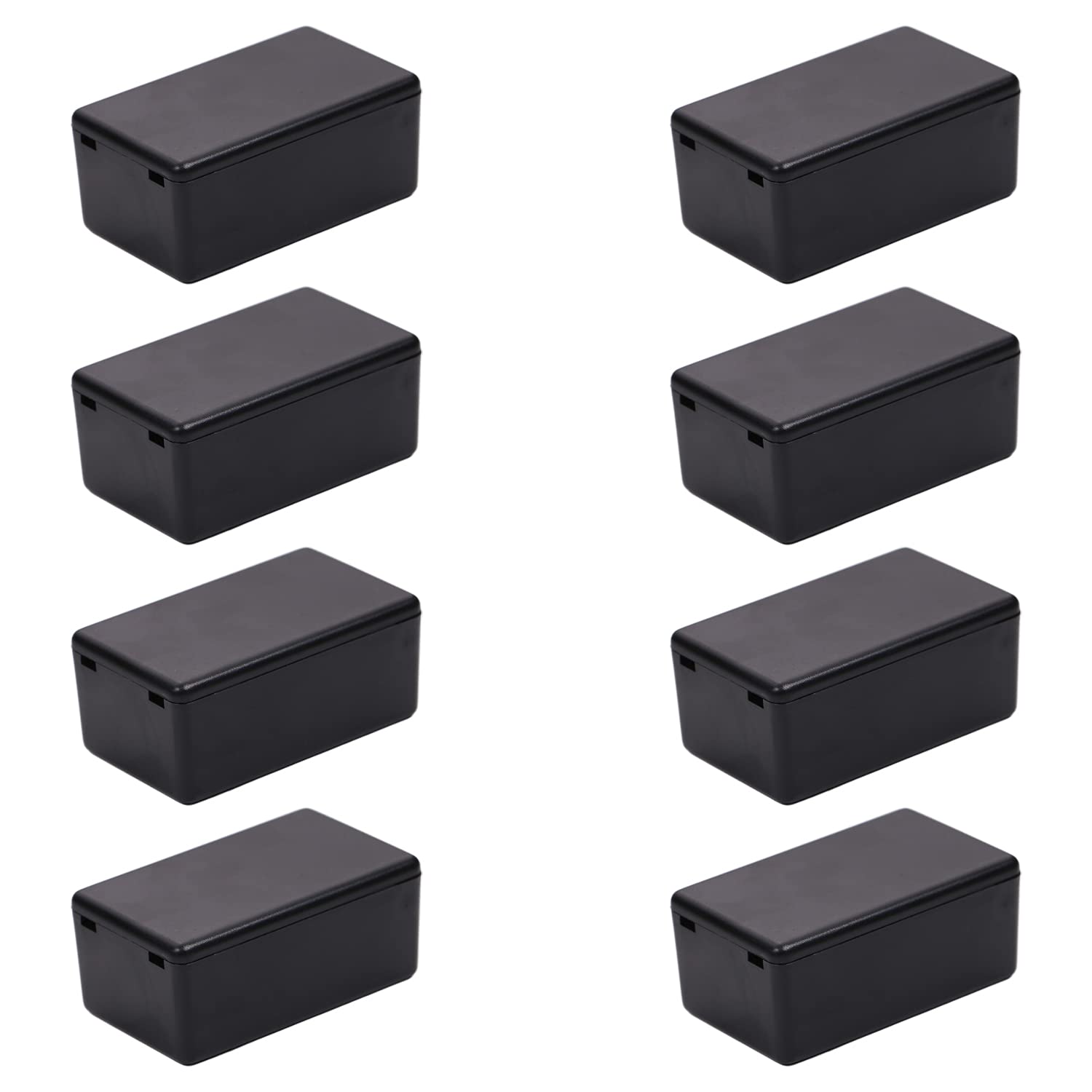 Fielect 8Pcs Dustproof Electronic Junction Box Plastic Enclosure Project Box for Electronic Projects ABS Black 2.36 x 1.42 x 0.98 inch