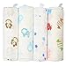Innoo Tech Soft and Cozy Baby Receiving Large Swaddle Blankets, 100 Percent Muslin Cotton, (48x 48 Inch) - 4 Pack
