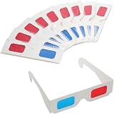 LRMYS 3D Paper Glasses Red Cyan Anaglyph White Frame 10 Pairs view 1