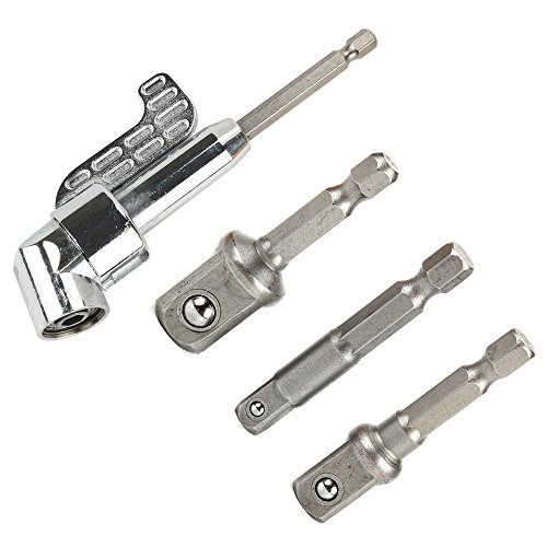 Breynet Right Angle Drill,105 Degree Multifunction Right Angle Driver with 1/4inch Hex Bit Socket Screwdriver Holder Adapter + Socket Adapter Impact Hex Shank Drill Bits Bar Set 1/4" 3/8" 1/2" Bits - Thumbnail 6