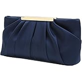 CHARMING TAILOR Clutch Evening Bag Elegant Pleated Satin Formal Handbag Simple Classy Purse for Women