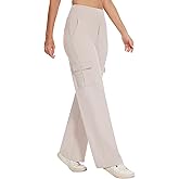 Yoga Cargo Pants Women Wide Leg Pants with Pockets High Waist Stretch Dress Casual Business Work Travel Pants